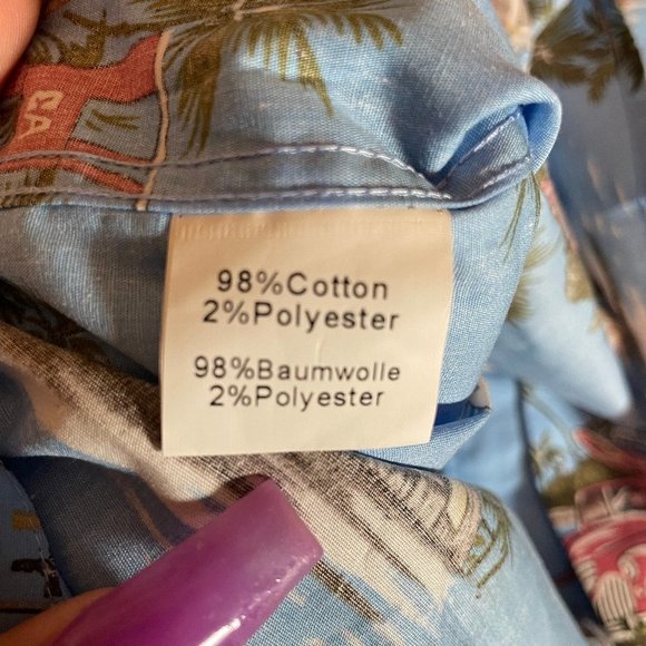 PJ Paul Jones Mens Blue Tropical Hawaiian Short Sleeve Button Up Shirt Small - Picture 5 of 8